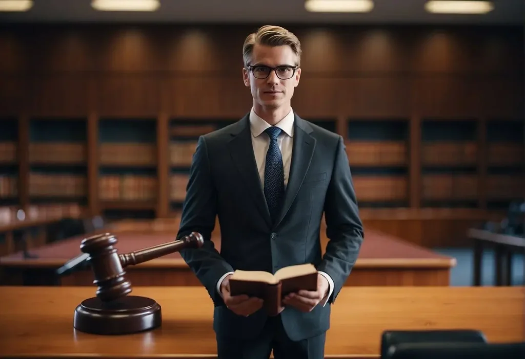 Lawyer Suit: Dress for Success in the Legal Field 2024 4 lawyer in a suit with law book in his hands