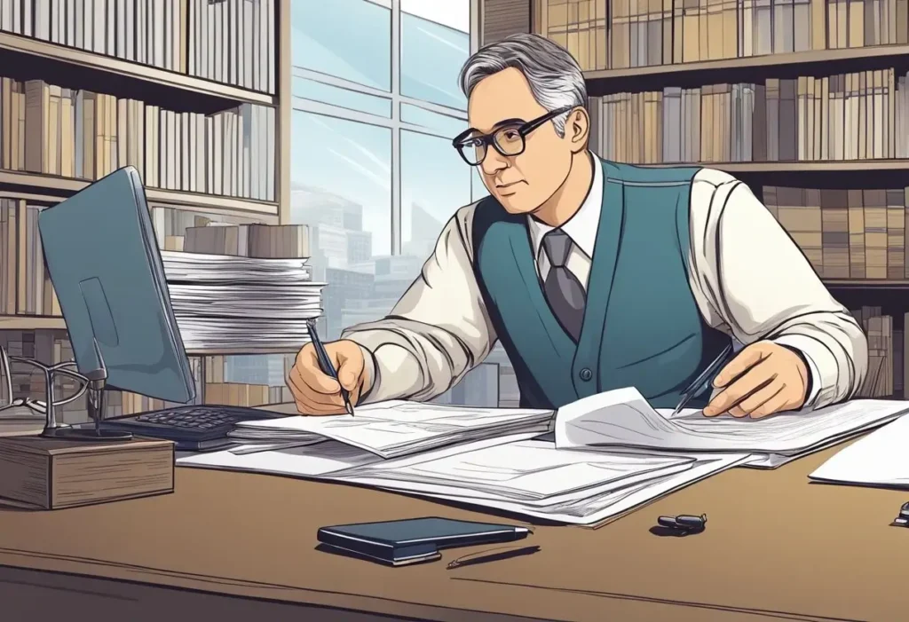 Patent Lawyer: Their Role in Protecting Innovations 2024 4 lawyer at his desk doing work in his office