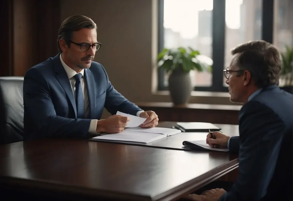 Paternity Lawyer: The Right Advocate for Your Family 2024 4 A paternity lawyer consults with a client, discussing legal documents and providing guidance on the legal process