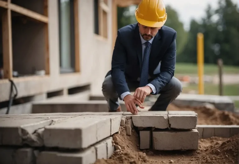 Construction Defect Lawyer: Navigating Claims with Ease 2024 1 A construction defect lawyer examining a cracked foundation in a newly built home