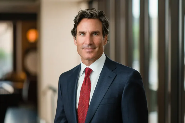 Lawyer Suits For Men: + 14 Ideas You Will Love in 2024 1 lawyer in a dark blue suit with a red necktie